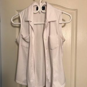 White silk polyester button-up blouse